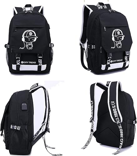 Miniatura 7 de Asge La escuela de los adolescentes grandes mochilas impermeables de nylon de la impresión del fútbol para los niños y niñas de 8-15 años