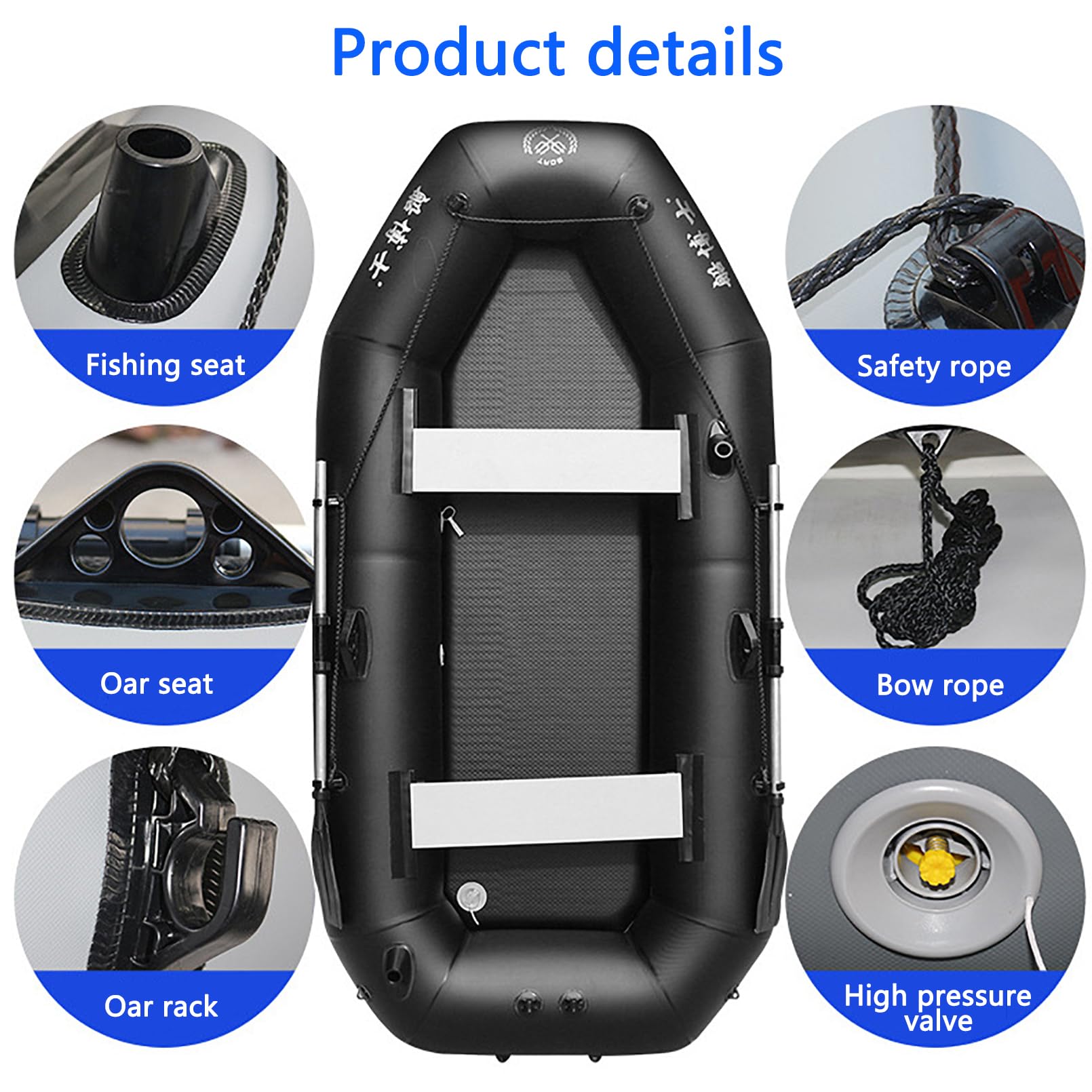 Kayak gonfiabile per pesca e attività acquatiche, supporta fino a 148 kg, ideale per laghi, fiumi e avventure oceaniche