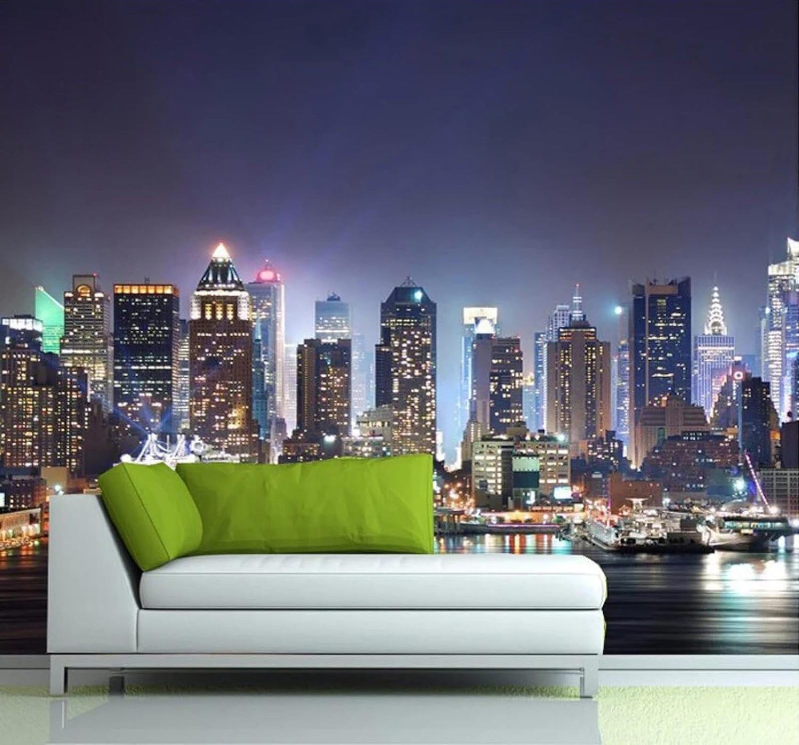 XLMING Beautiful Three Dimensional City Architecture Rivers Night Scenes 3D Wallpaper Premium Textured Silk Study Dining Living Room Bedroom Sofa TV Wall Easy Install-200cm×140cm