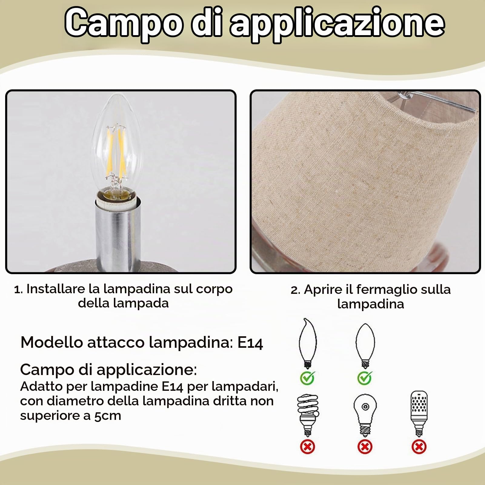 Paralume in Tessuto per Candela Lampadario Lampada da Parete, Set di 6 Paralumi da Comodino E14 da parete, Clip On Paralumi Moderna, Piccolo Paralumi Lampadari Lampadario e Lampada a Muro