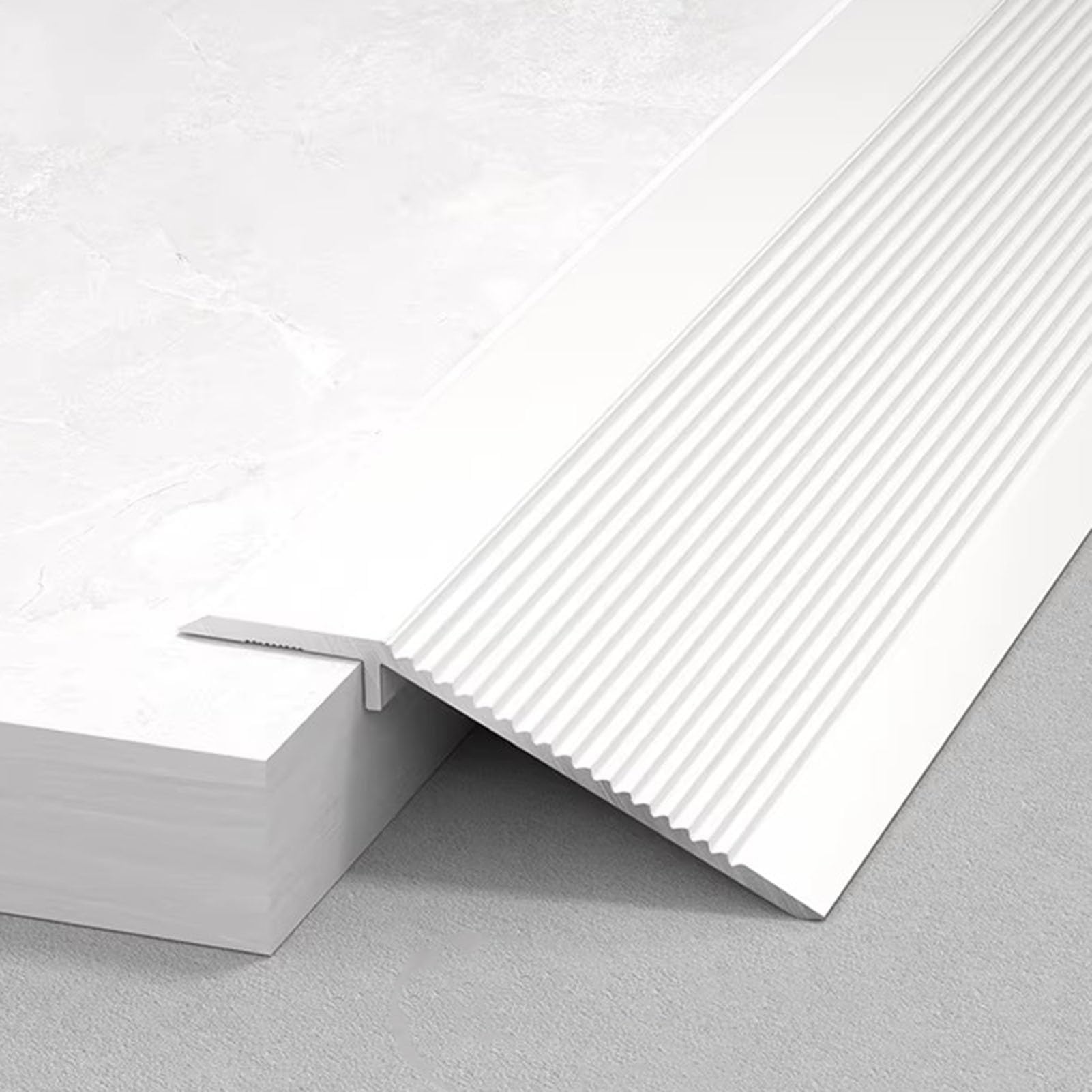 PALSINBY Transition Threshold Strip, Transition Strip Aluminum Reducer Molding Laminate Waterproof Threshold 90x10cm(White)