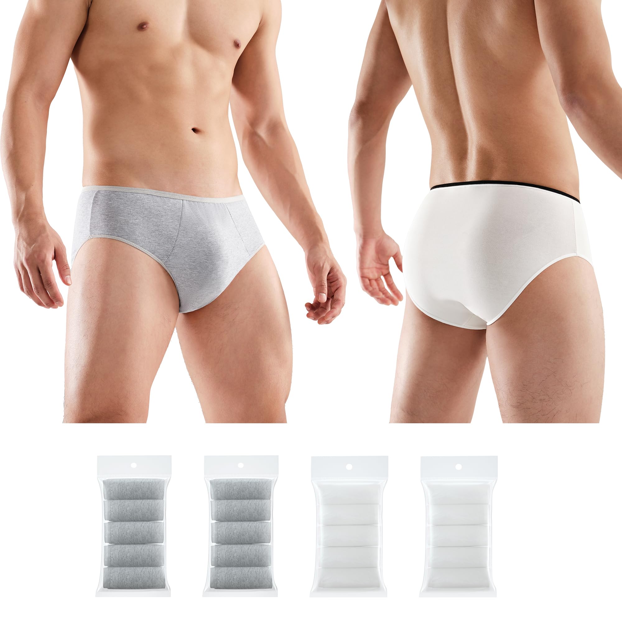 20 Packs Mens Cotton Disposable Underwear Panties Portable Briefs for Travel Fitness Hotel Spa Hospital Mid Waist