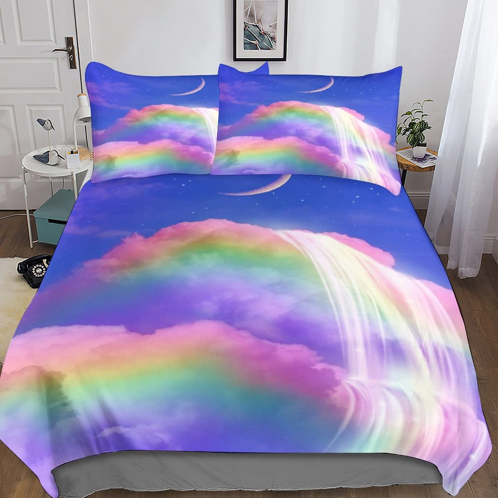 Housse de couette espace 3D double 200x200 en microfibre durable anti-pli
