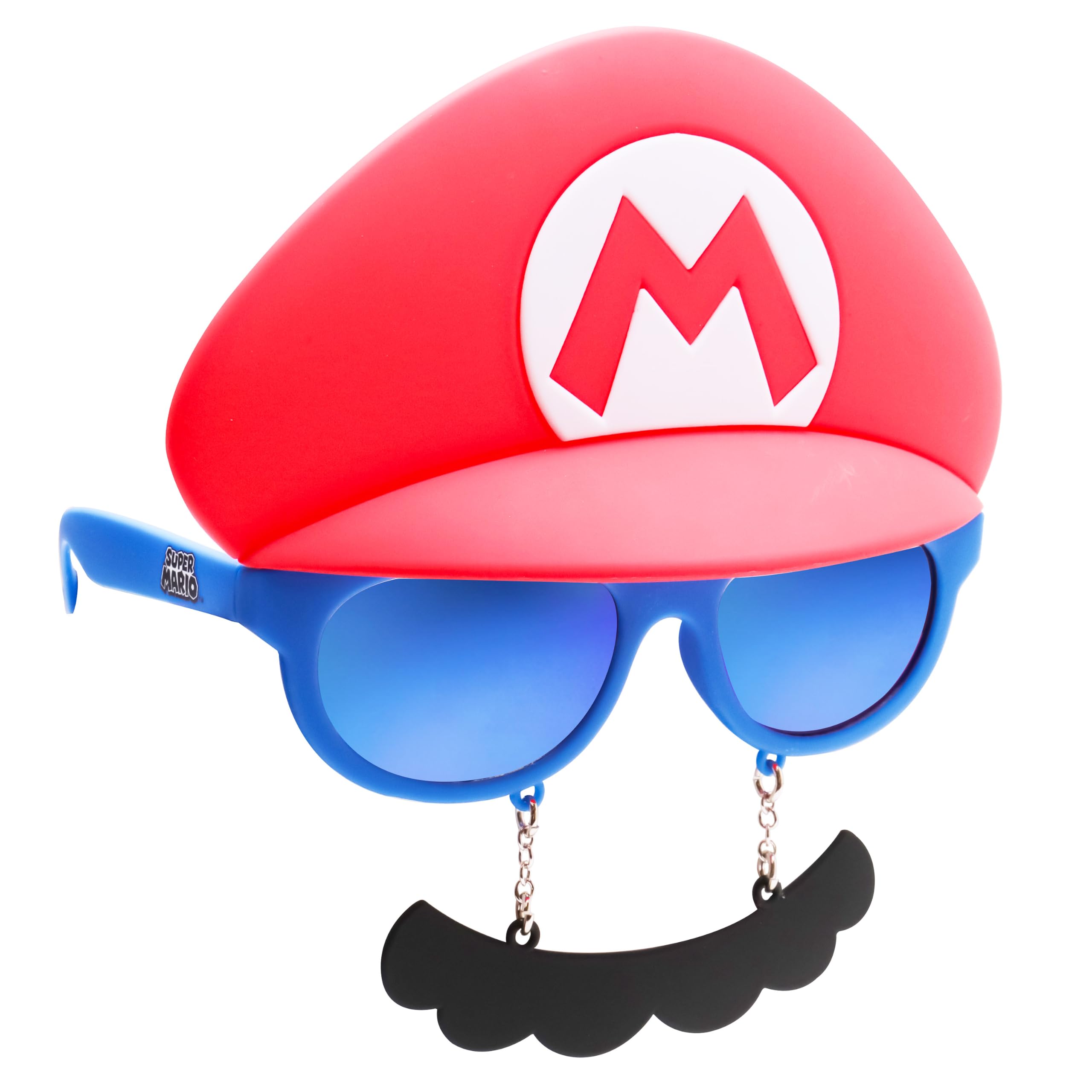 Sun-Staches Super Mario Sunglasses, Nintendo Costume Accessory | Official Nintendo Mario, Luigi, Peach, Bowser, Yoshi, Wario or Waluigi Sunglasses | Costume Ready | Gift | Fits Most