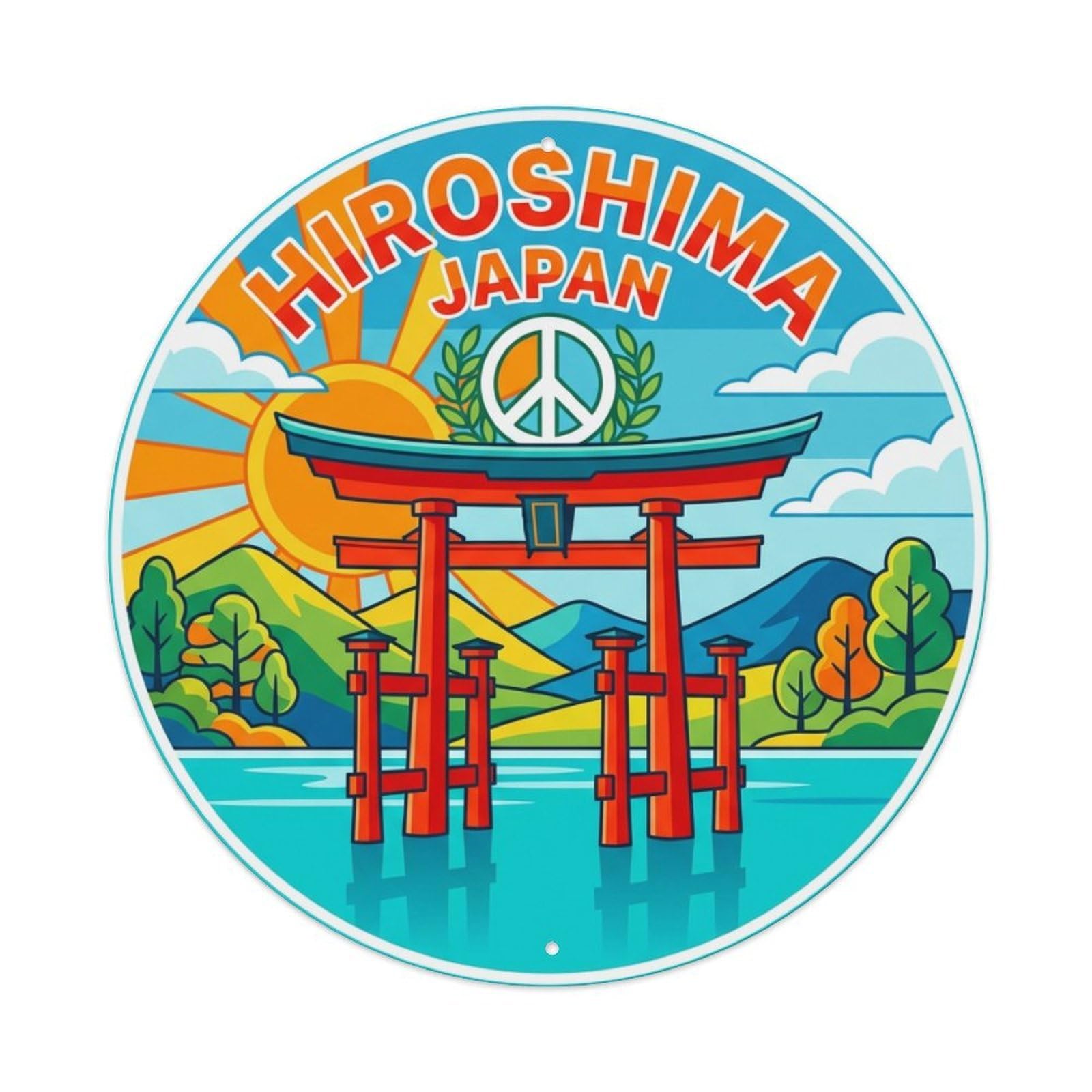 Travel Vintage Japan Hiroshima Metal Tin Sign