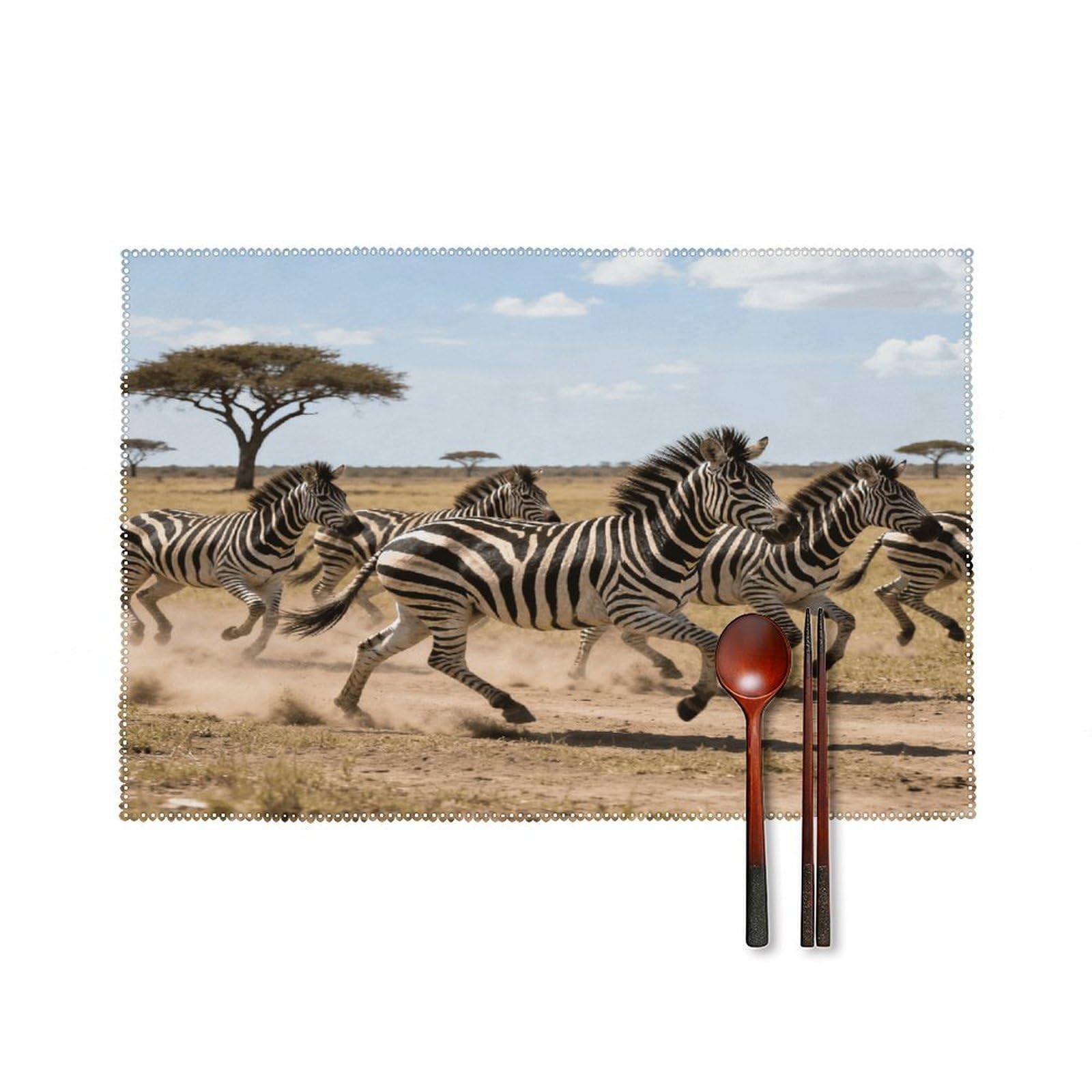 African Safari Placemats Washable Canvas Place Mats Decoration Placemat for Dining Table Easy to Clean Tables Mat Set of 6 for Kitchen Dining Room Coffee Table