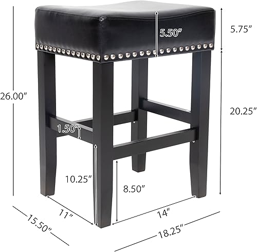 Miniatura 3 de Christopher Knight Home Laramie - Taburetes de cuero regenerado sin espalda, juego de 2 piezas, color negro