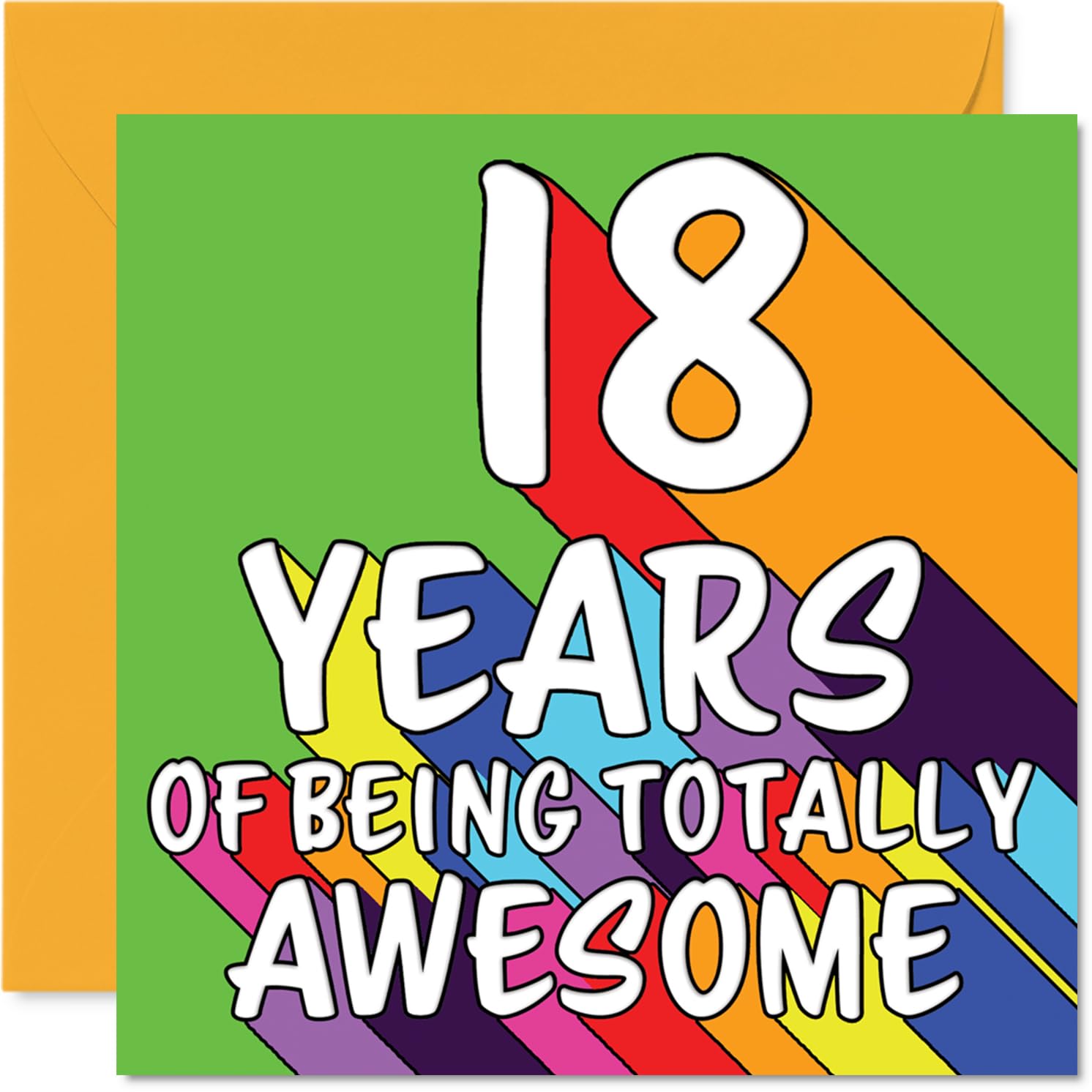 18th Birthday Cards for Men Women - Rainbow Awesome - Happy Birthday Card for 18 Year Old Man Woman Daughter Uncle Niece Son, 145mm Bday Greeting Cards