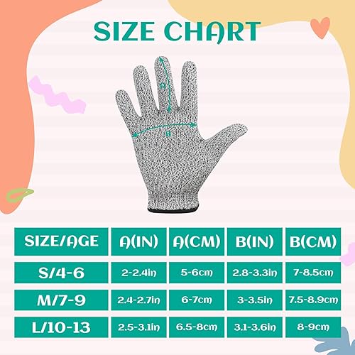 Miniatura 6 de Evridwear Guantes resistentes a cortes para niños de 10 a 13 años, guantes de corte de protección de nivel 5, de grado alimenticio para cocinar,