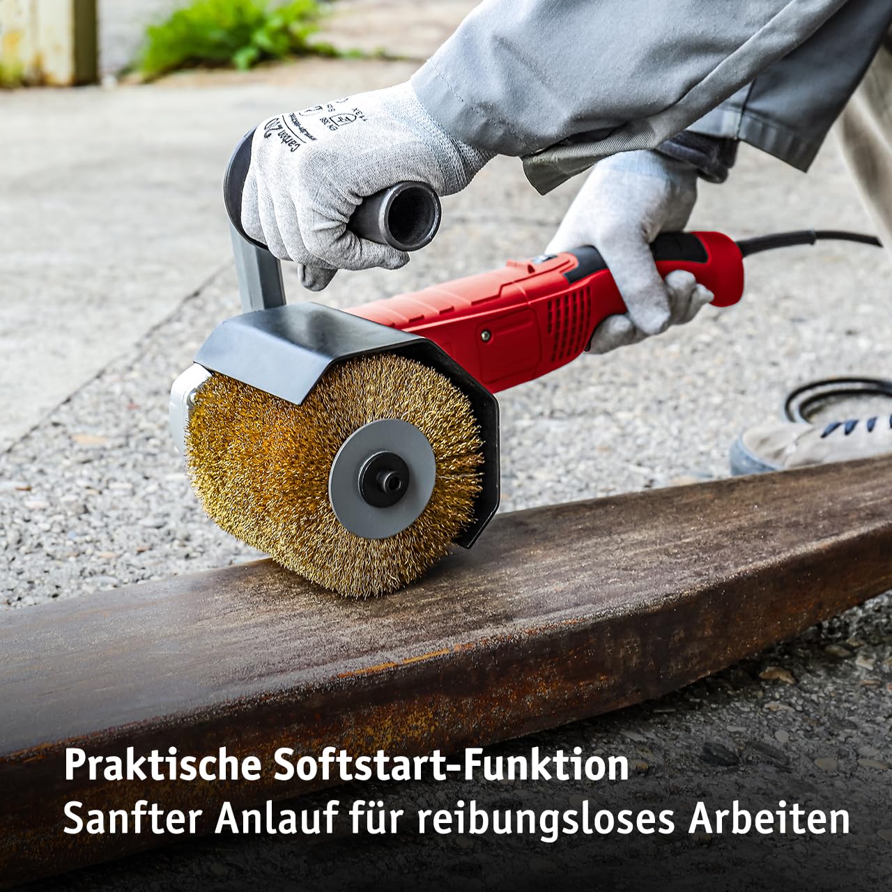 WALTER Bürstenschleifer 1300W – Leistungsstarker Walzenschleifer, Schleifmaschine für Außenrenovierungen, Satiniermaschine & Polierer, variabler Drehzahlbereich (900-3200 U/min), 180 mm Pad + Zubehör