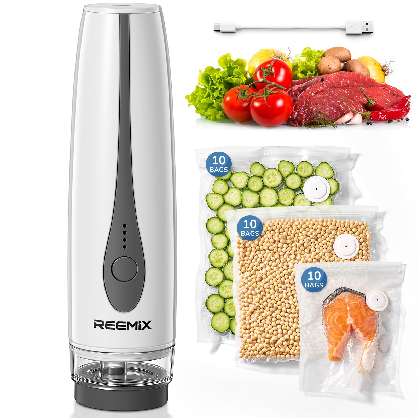 Reemix Sottovuoto compatto per alimenti, bianco
