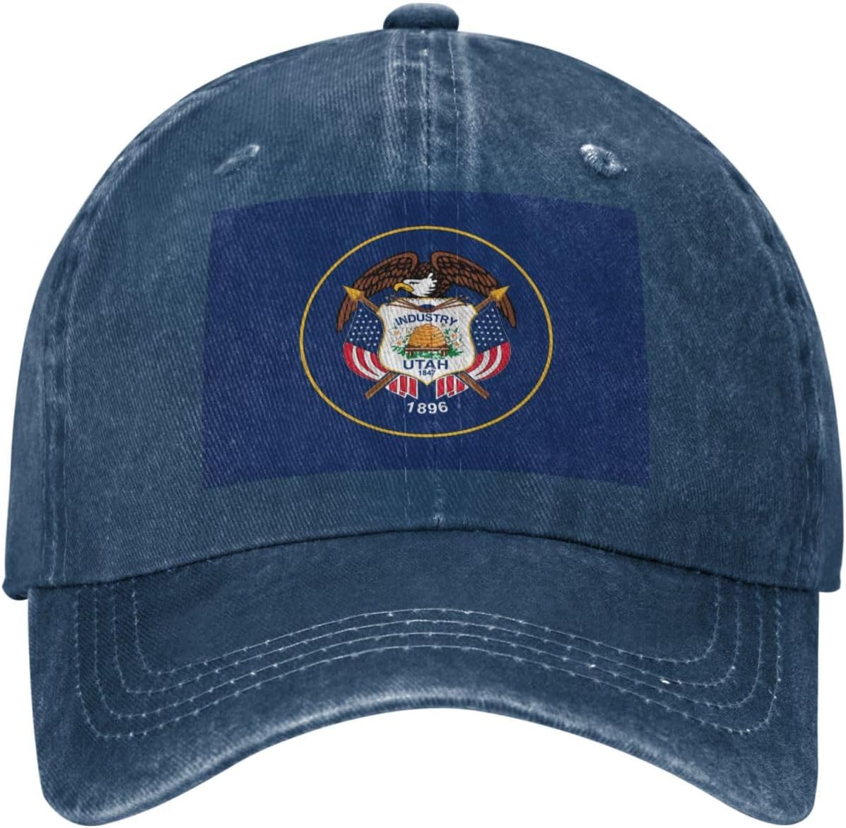 Utah Flag Pattern Baseball Cap for Men Women's Adjustable Cowboy Hats Unisex Sun Hats Black