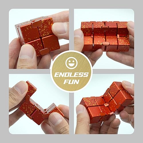 Miniatura 5 de Cubo infinito dorado, juguetes para ansiedad con TDAH para adultos, niños y adolescentes, alivio del estrés, enfoque y creatividad