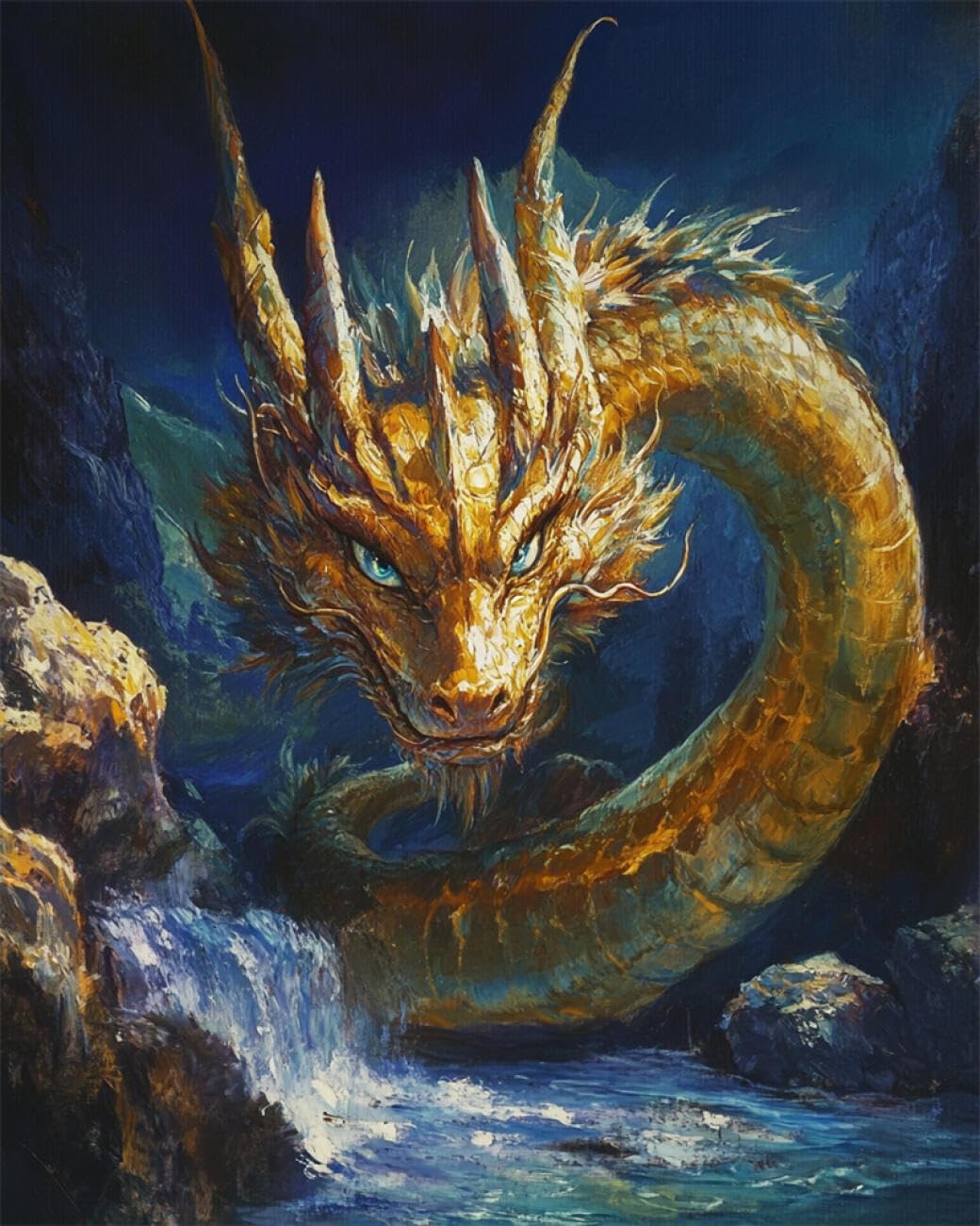 RKFLGEW DIY Bead Embroidery Kits Eastern Dragon 50x70cm