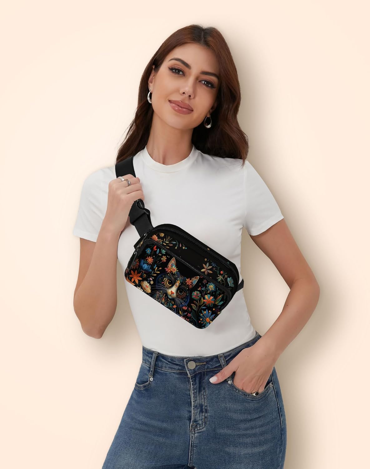 Cat Fanny Pack for Women Belt Bag Fashion Waist Pouch Everywhere with Adjustable Strap for Outdoor Shopping Travel Hiking - Image 6