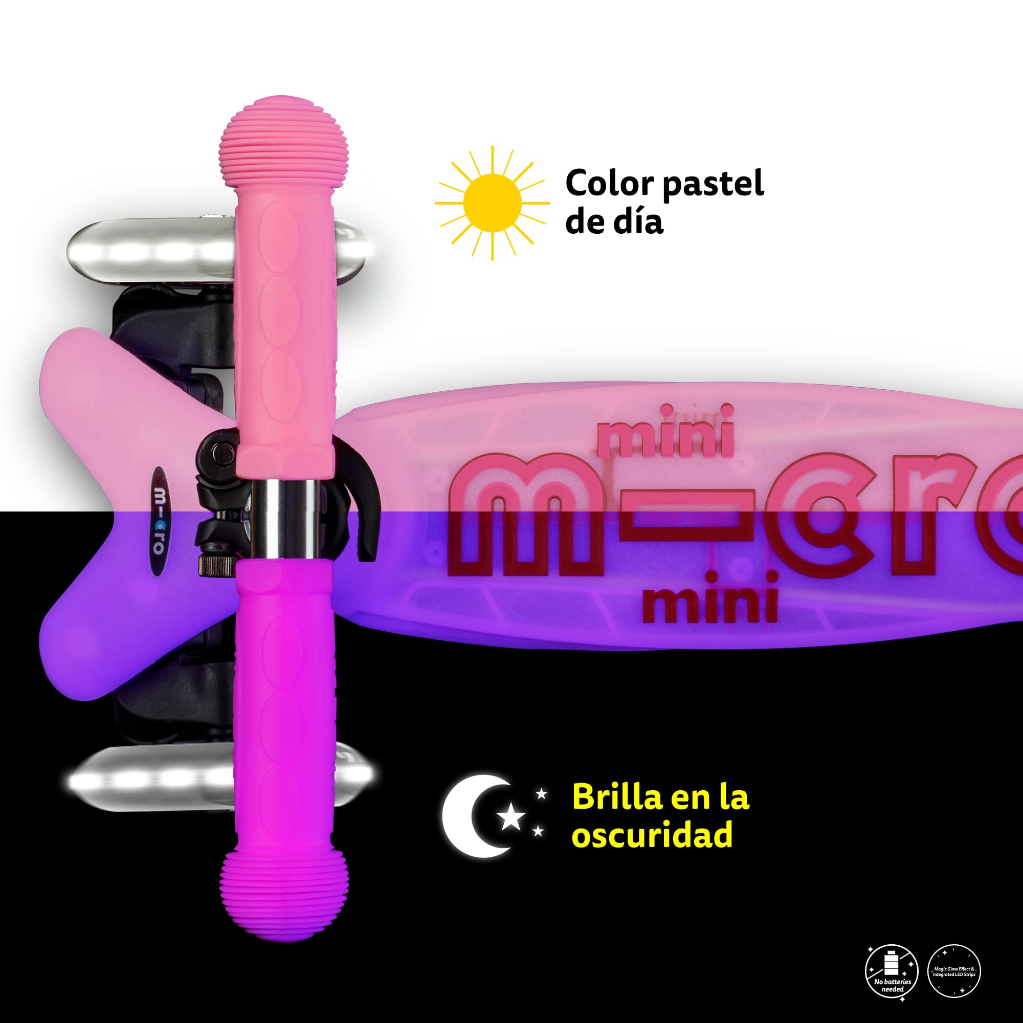 Micro Mini Deluxe Glow LED Patinete 3 Ruedas Niños Niñas Plataforma Brilla Oscuridad Ruedas Luz LED Regulable 2-5 Años