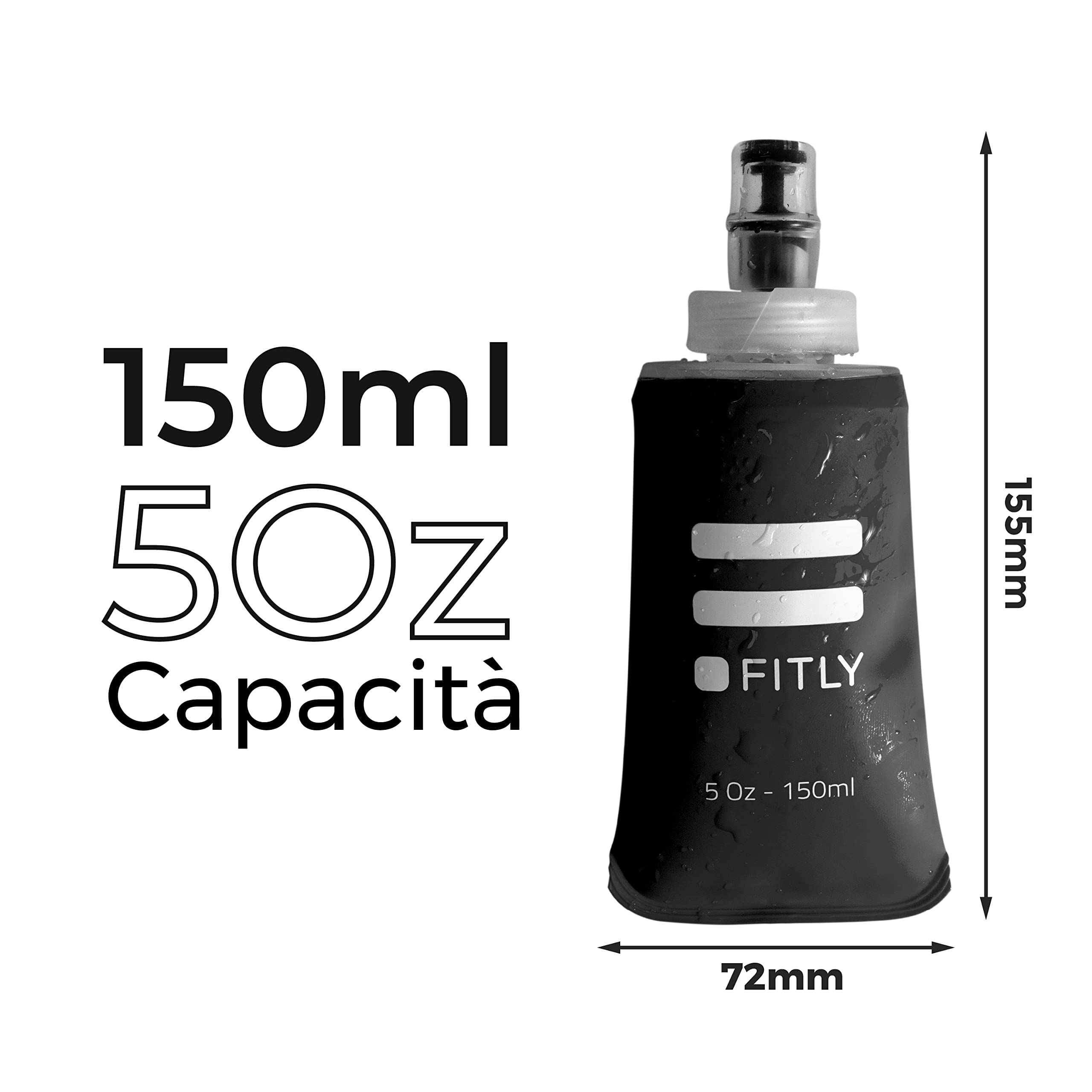 FITLY Flask 150 ml Forest Green - Borraccia Morbida - Borraccia Sportiva Ideale Per Corsa - Sport all'Aria Aperta Bottiglia di Idratazione dell'Acqua Boccetta Morbida - Per Zaino Idratazione