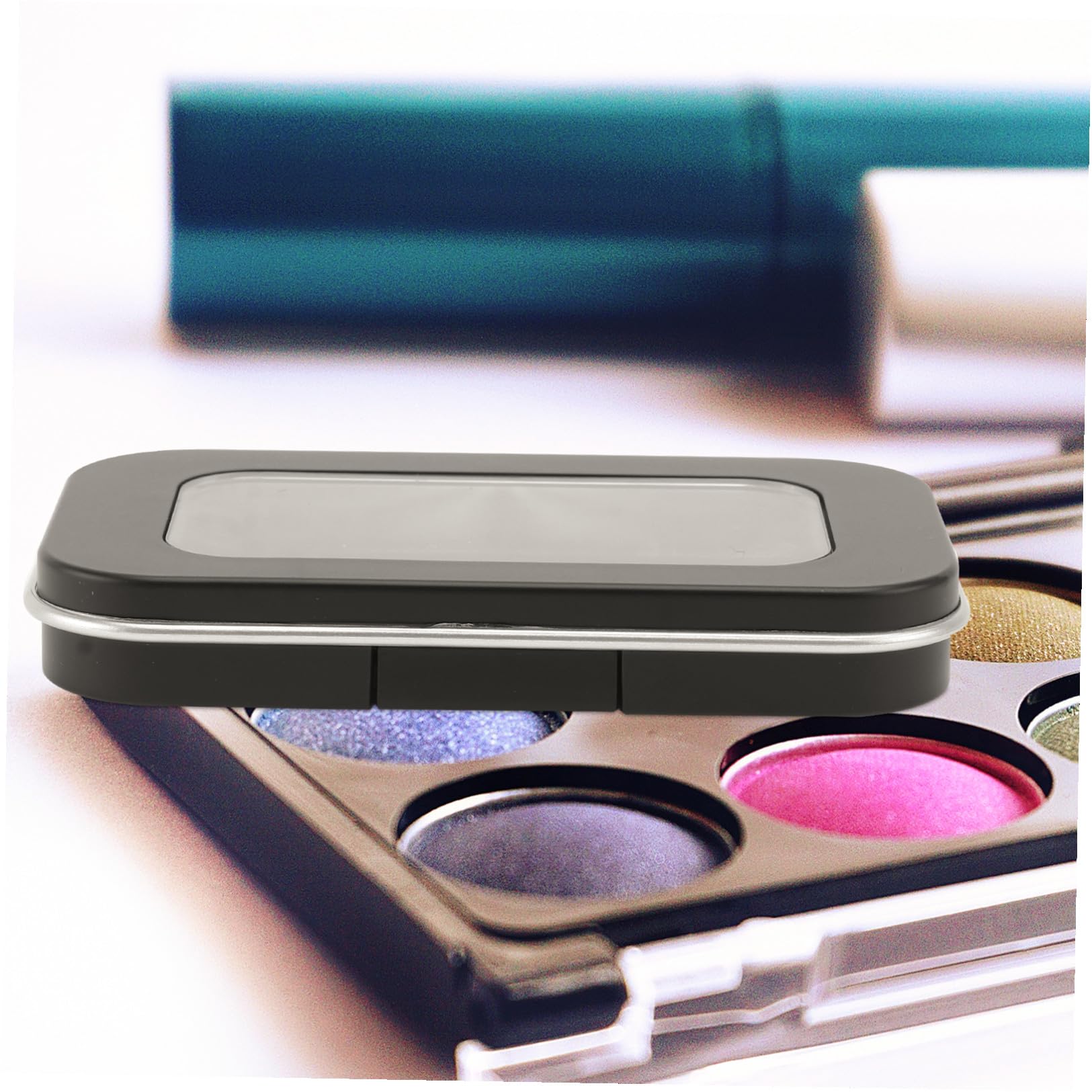 CALLARON Scatola per Ombretto Magnetica 2 Pezzi, Contenitore Cosmetici in Plastica Nero, Portatile, per Uso Quotidiano e Make-up Fai da Te
