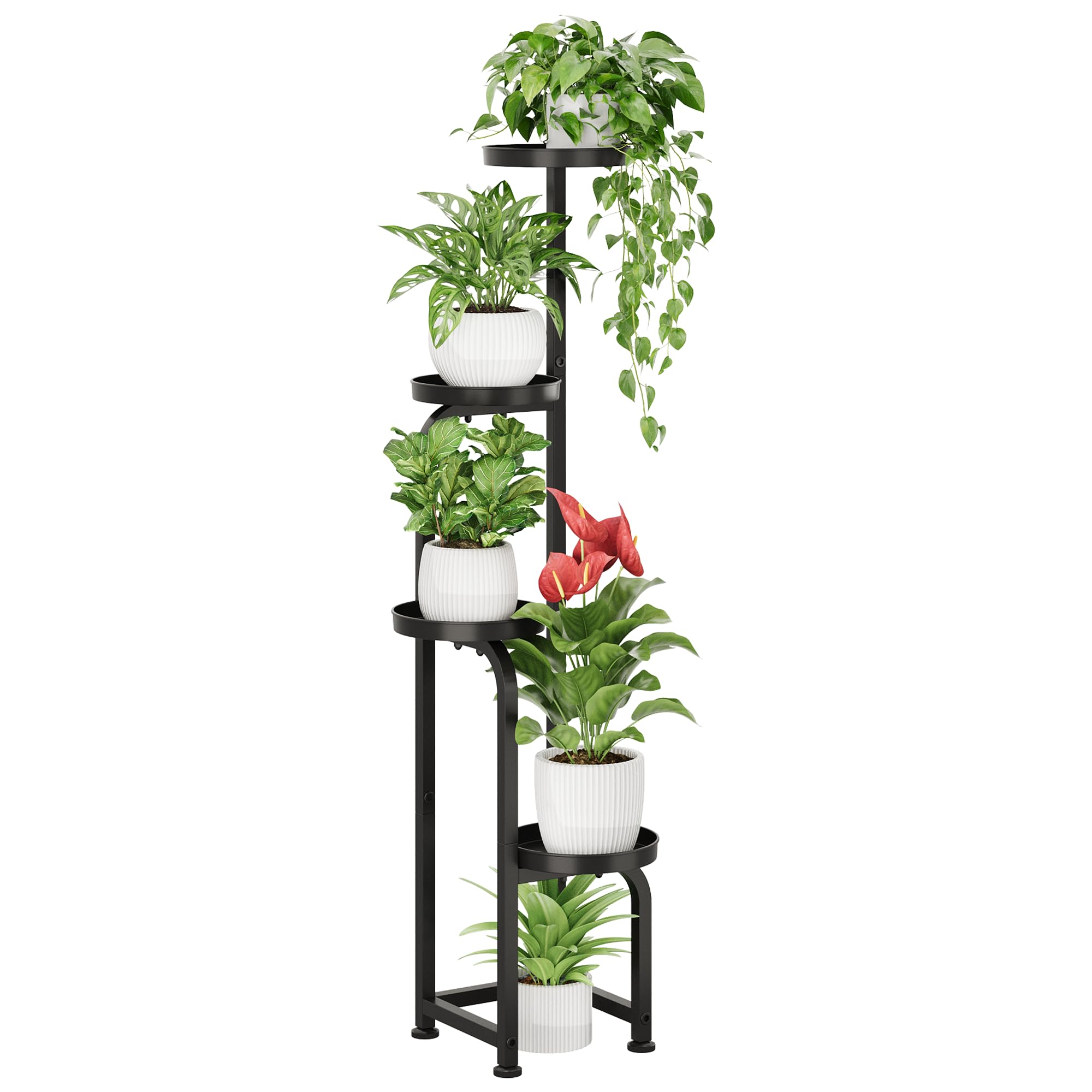 Bamworld Plant Stand Indoor Outdoor Balcony Flower Pot Stands for Multiple Plants 4 Tier Heavy Duty Plant Shelf for Patio Garden Balcony Decor Living Room Bedroom (Black)