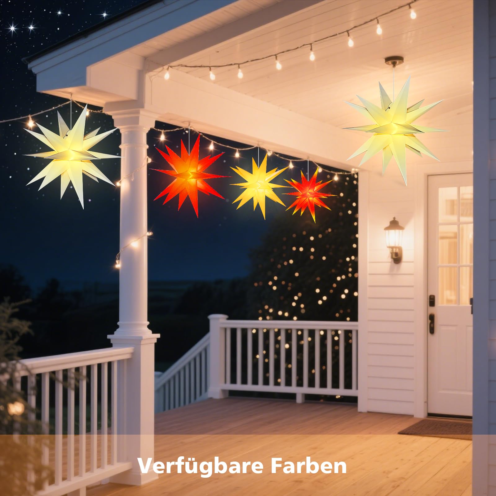 Sky angle Étoile de Noël lumineuse 3D - Batterie avec minuterie - Pour fenêtre - 45 cm - Pour décorer le sapin de Noël - LED jaune - Pour cour, balcon et jardin