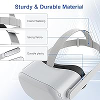 Vista 13 de Correa para la cabeza para auriculares 0culus Quest 2, correa de cabeza ajustable VR con 4 tapas de agarre para el pulgar del controlador - blanco