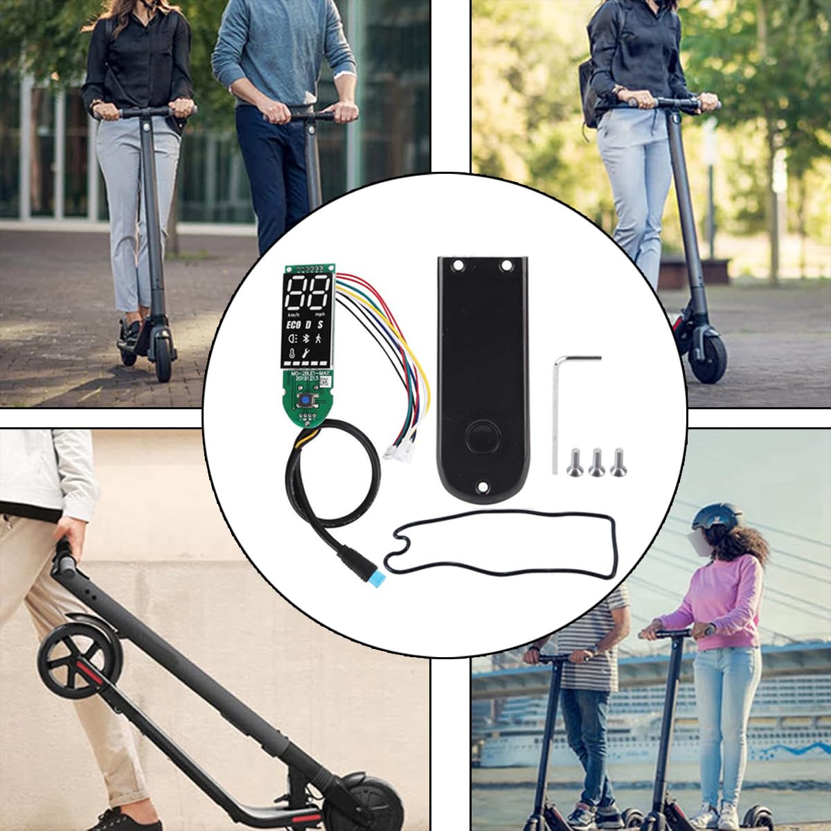 Tablero de scooter eléctrico, placa de circuito impreso impermeable con Bluetooth, pantalla transparente y cubierta negra, compatible con scooter MAX G30