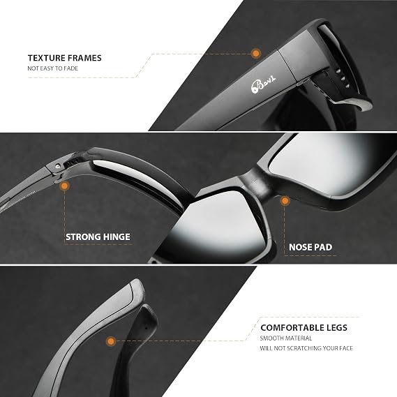 Bevi Polarized Sports Sunglasses Ultralight TR90 Frame Glasses Flexible and Durable for Men Women Sun Glasses