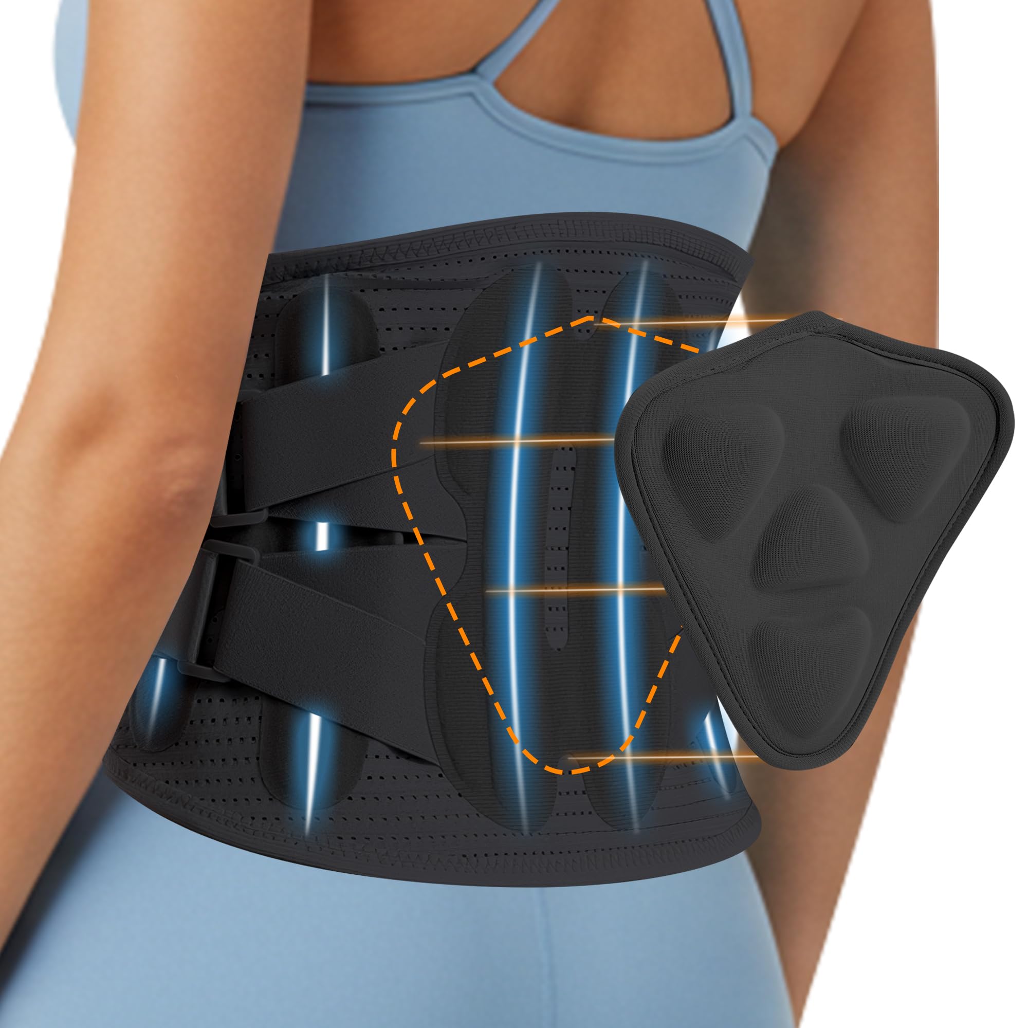 DOKIBI Back Brace for Lower Back Pain Relief for Women Adjustable Lumbar Support Belt Breathable Mesh for Herniated Disc,Sciatica,Scoliosis with Removable 3D Pad Home Work Sports