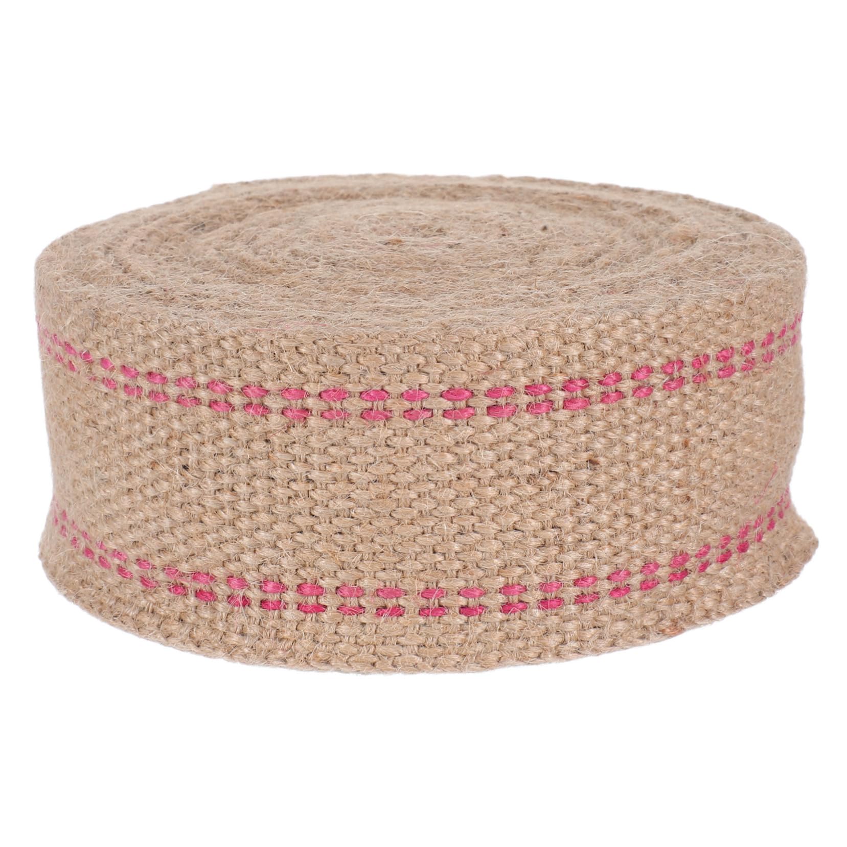 Corde tressée en sangle de jute à rayures rouges pour projets de décoration et assises