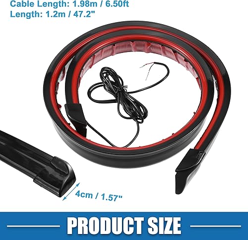Miniatura 4 de ABSOPRO - Alerón universal para automóvil con luz LED roja, kit de alerón de goma negra de 47.2 pulgadas para maletero de automóvil