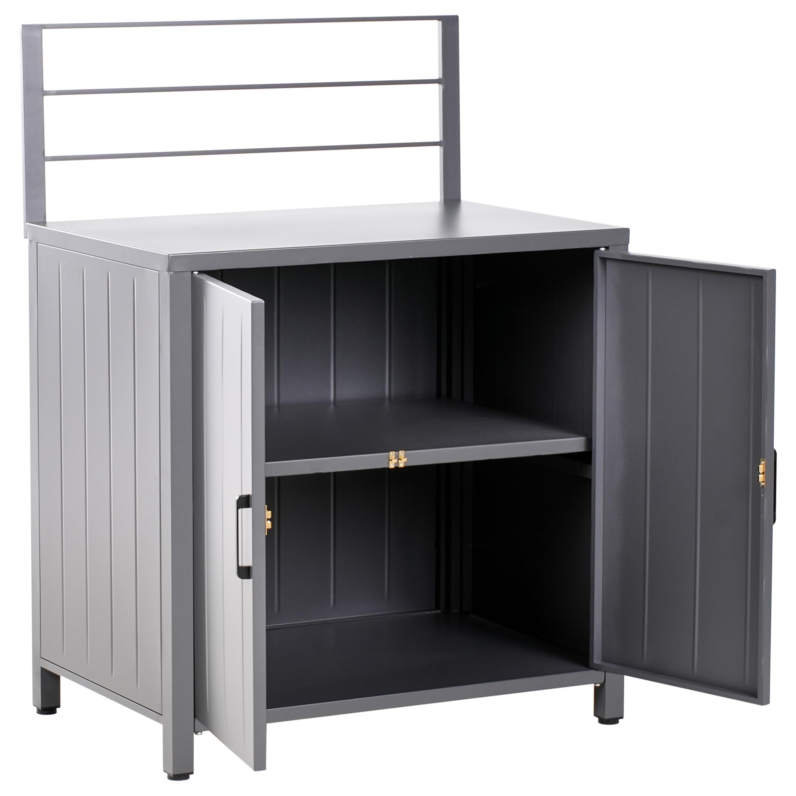 Set cucina da esterno 4 pezzi Armadio in alluminio Isola Lavello Grigio