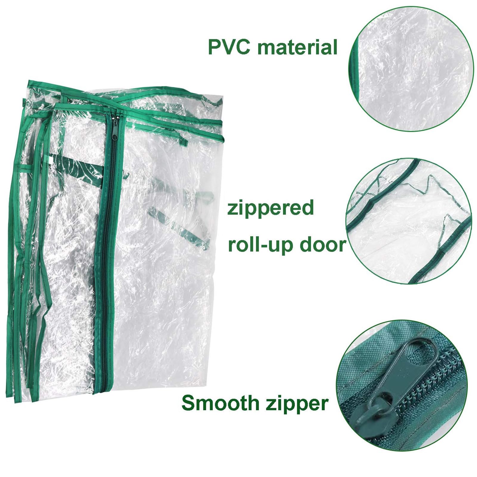 Lona para invernadero inodora, 143 x 143 x 195 cm, de PE impermeable de repuesto con puerta, aislamiento térmico, invernaderos transparentes verdes y claros resistentes a la lluvia