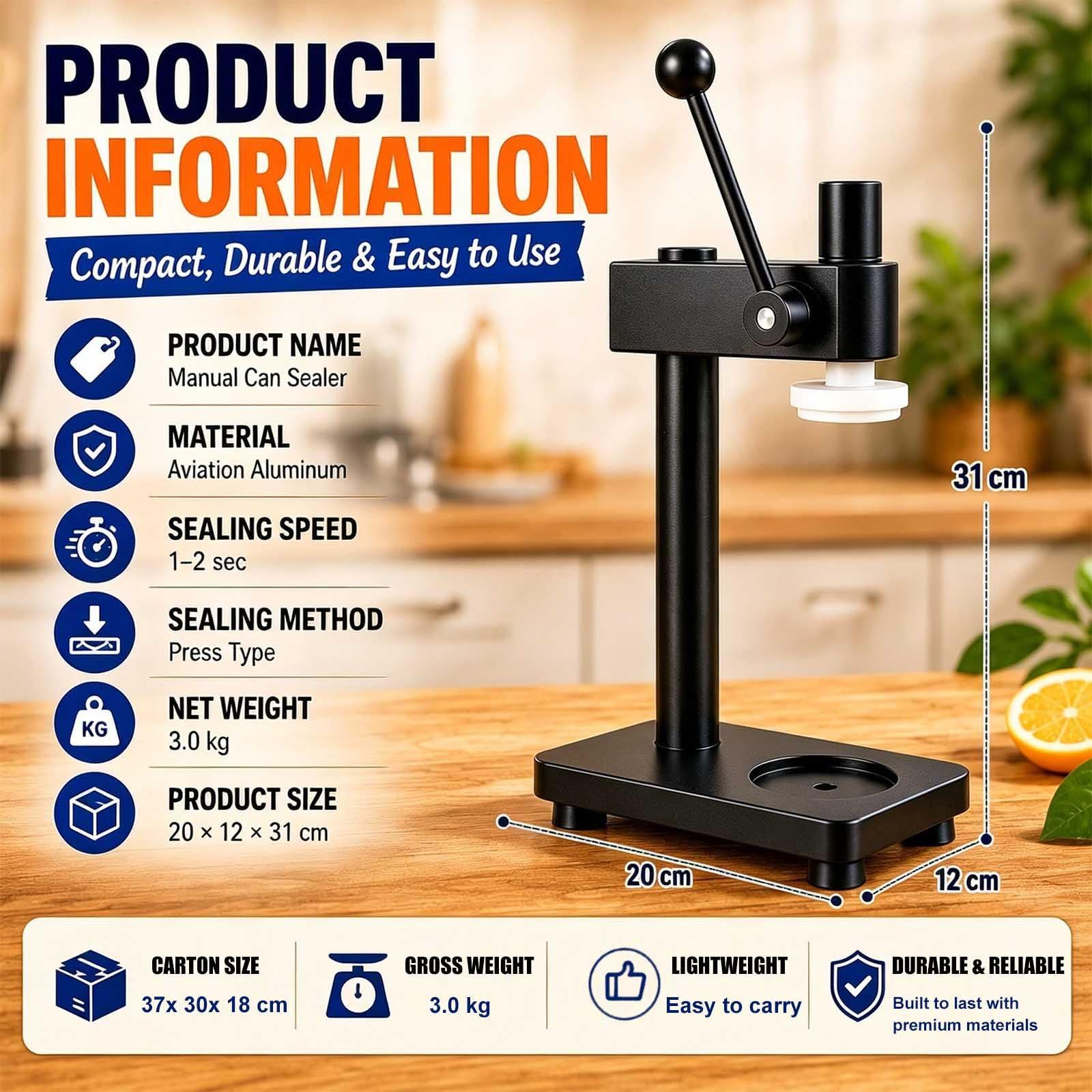 Manuelle Dosenversiegelungsmaschine für 55 mm PET-Dosen, verstellbarer Dosenversiegeler mit 100 500 ml Flaschen zum Versiegeln von Säften, Kaffee und Biergetränken