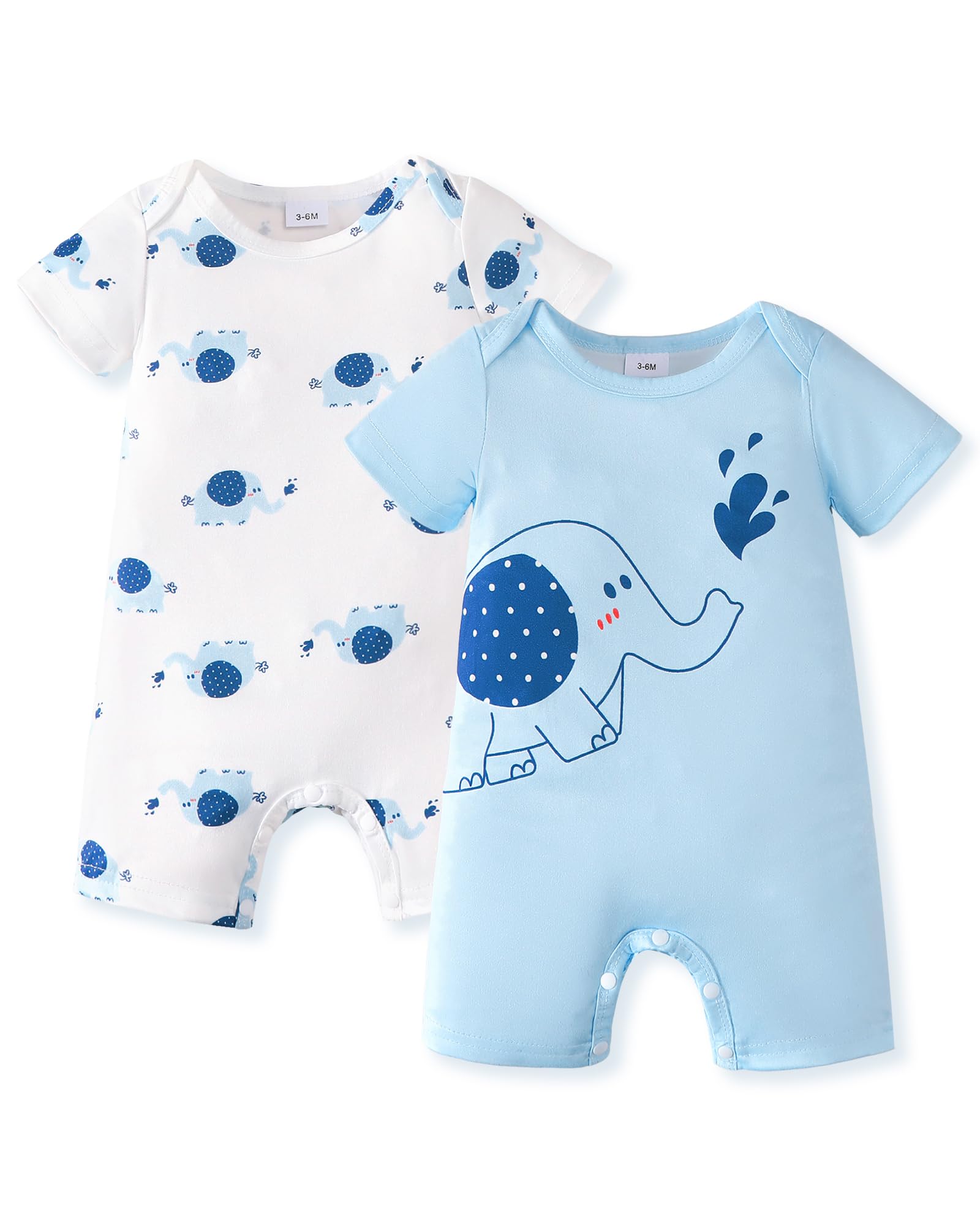 NZRVAWS Newborn Baby Boy Clothes Infant Romper 2-Pack outfit Cute Pattern Essential Short Sleeve Summer Spring Clothing 0-24M