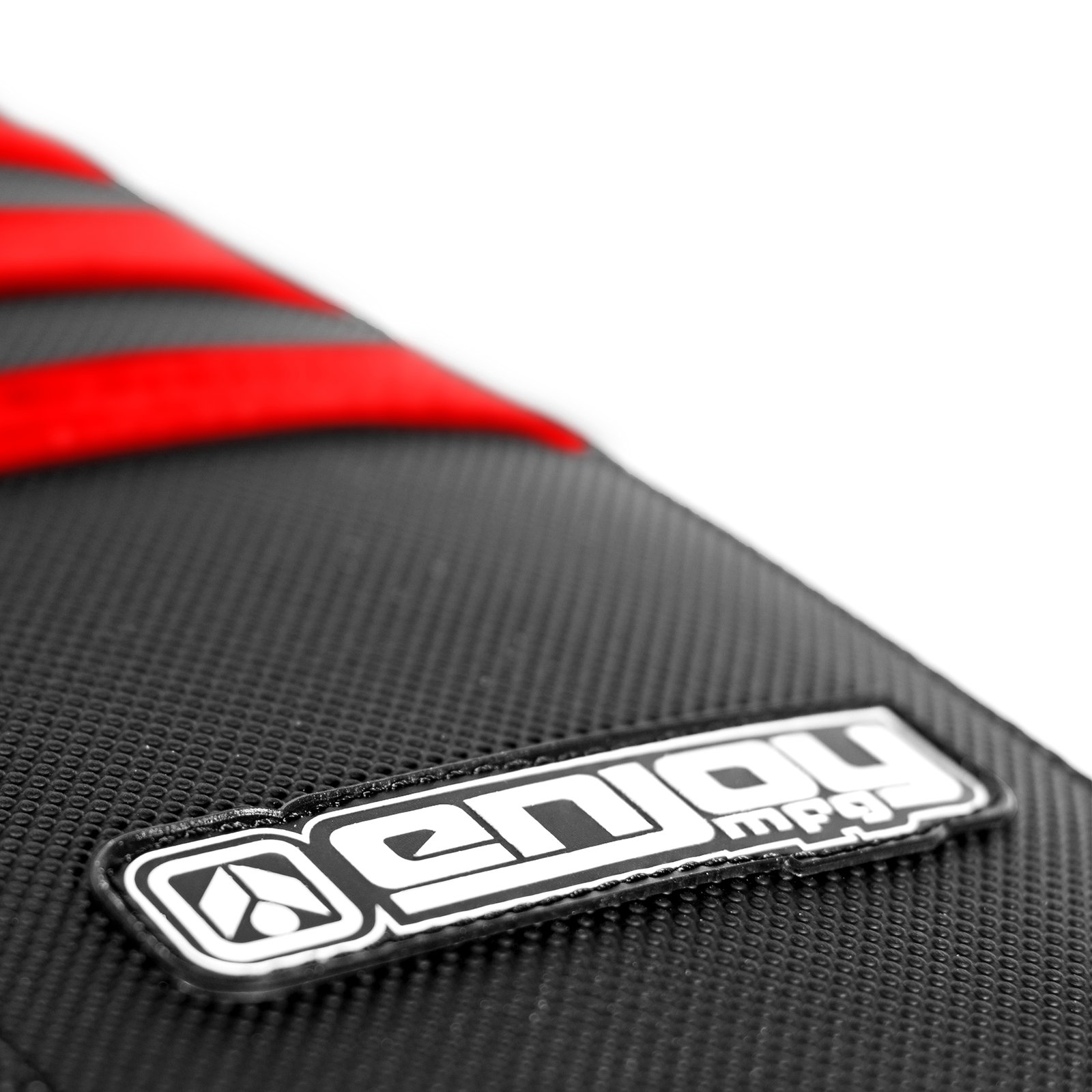 Enjoy Mfg Ribbed Gripper Seat Cover - Compatible fit for 2000-2007 Yamaha TTR 125 L - LE All Black/Red Ribs #121