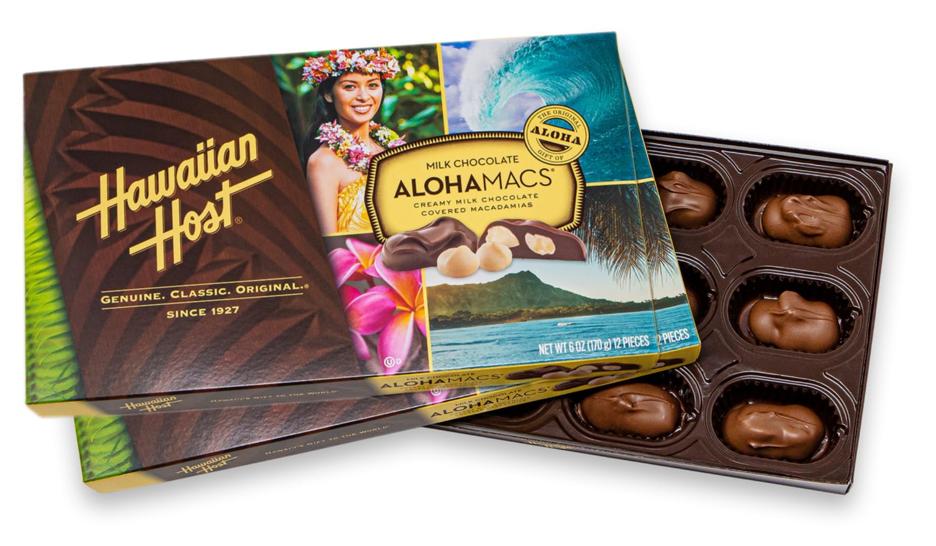Hawaiian Host The Original chocolate Covered MACADAMIA NUTS BOX 14