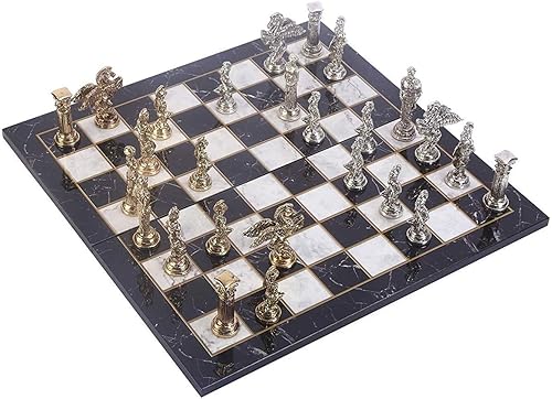 Juego de ajedrez mitológico de pegaso para adultos piezas hechas a mano y diseño de mármol tablero de ajedrez de madera tamaño King 37in