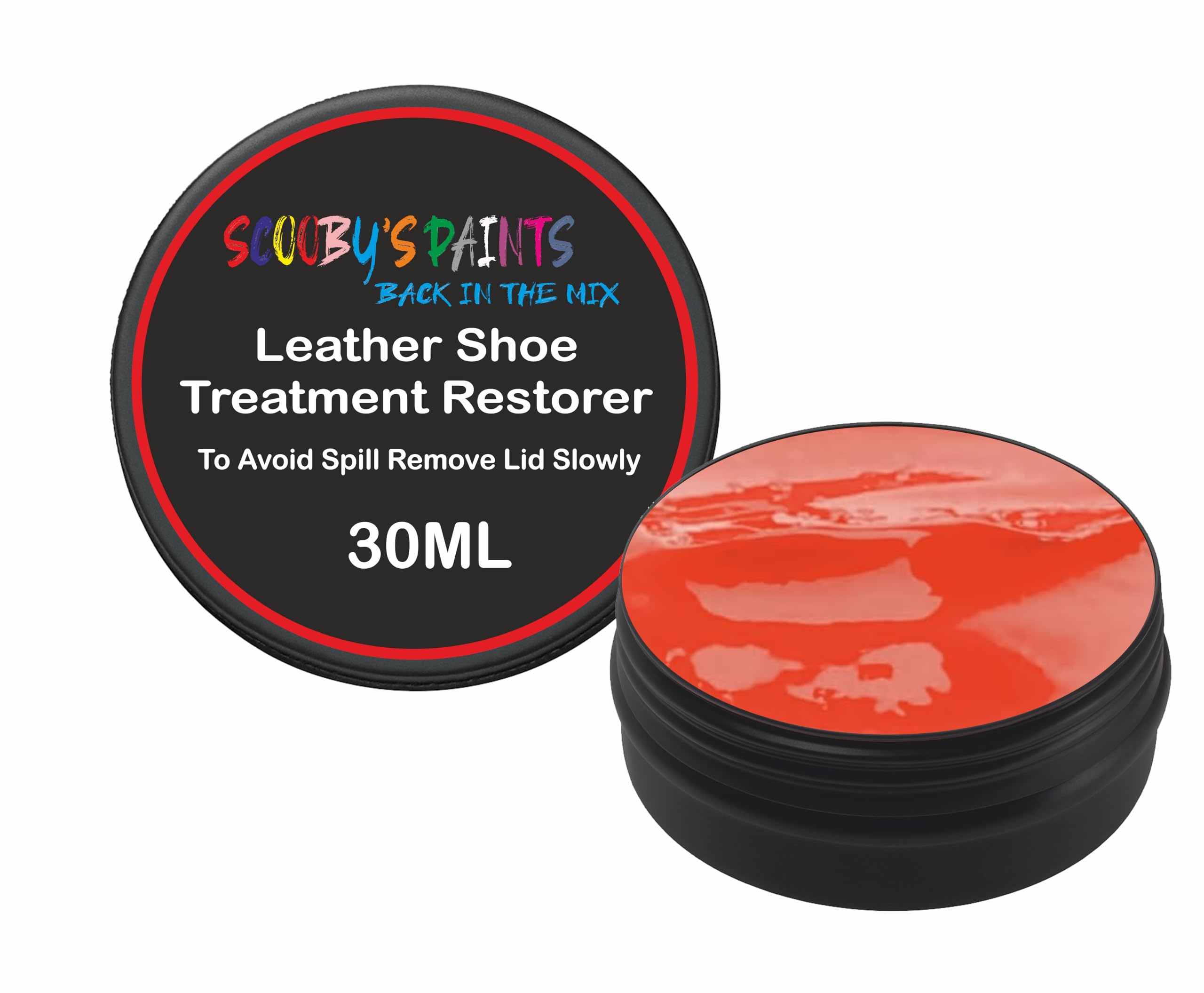 Scooby Paints Leather Shoe Colour Restorer Recolouring Balm Repair Treatment for Faded & Worn Absorbent Leather Furniture, Sofas, Chairs (ORANGE) — image 1