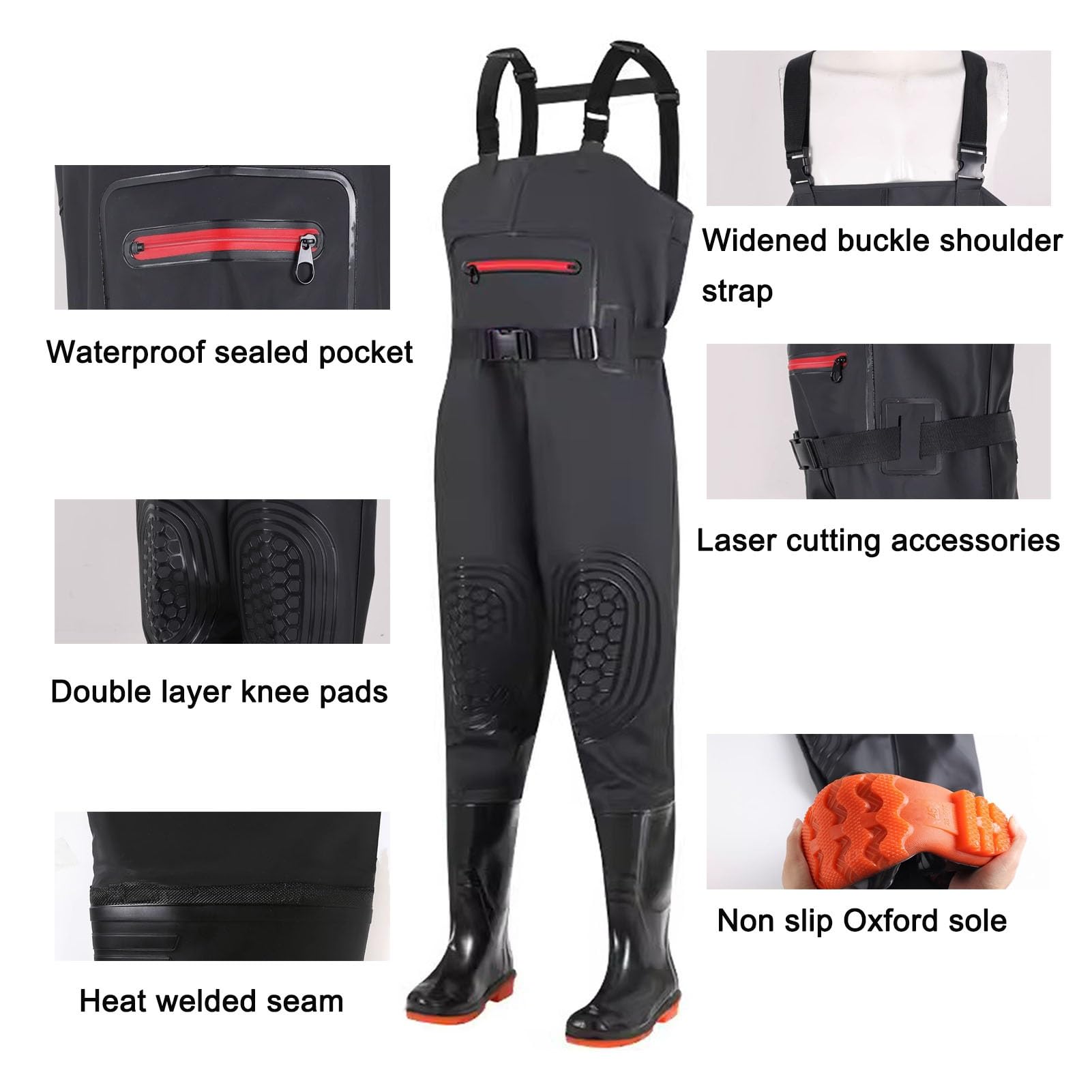 Waders Waders in PVC Spesso Impermeabili per Uomo e Donna, Pesca e Caccia, Wader Leggeri con Ginocchia a Doppio Strato