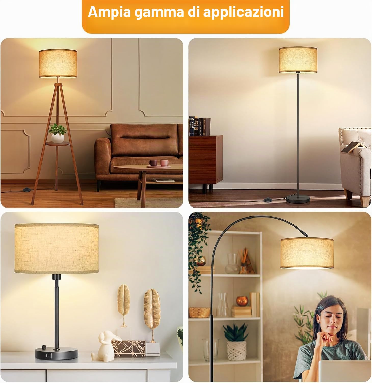 OUTON Beige Grande Paralume per Lampade da Terra, 40,6cm Alto x 40,6cm Basso x 22,9cm Altezza, Facile da Montare, Paralumi a Forma di Tamburo in Lino per Lampade da Tavolo