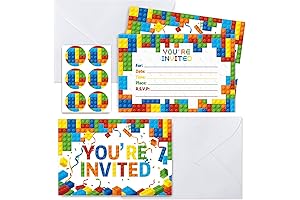Whaline Birthday Party Invitations with Lego Bricks
