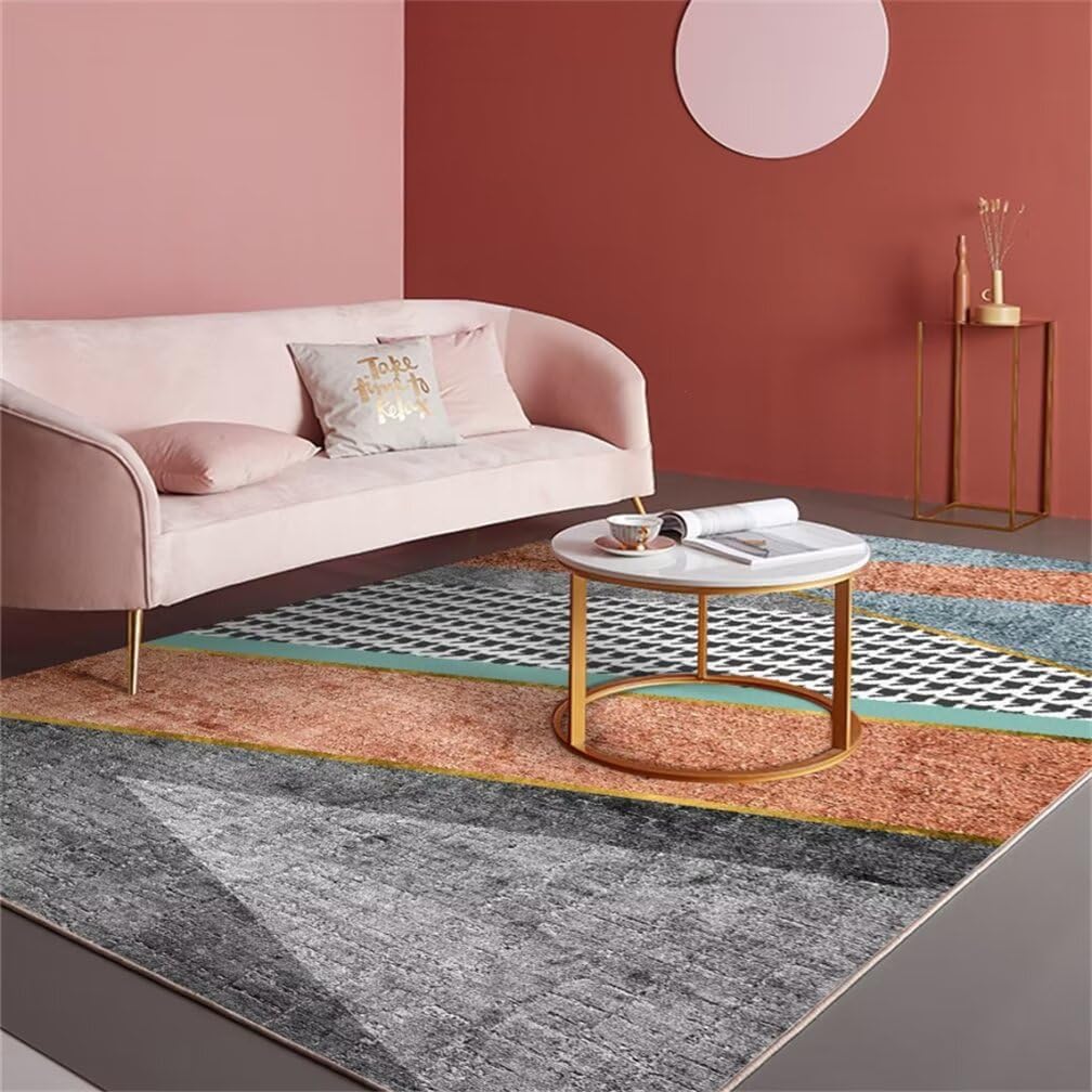 Tapis de salon gris XXL 50x80cm au design géométrique moderne