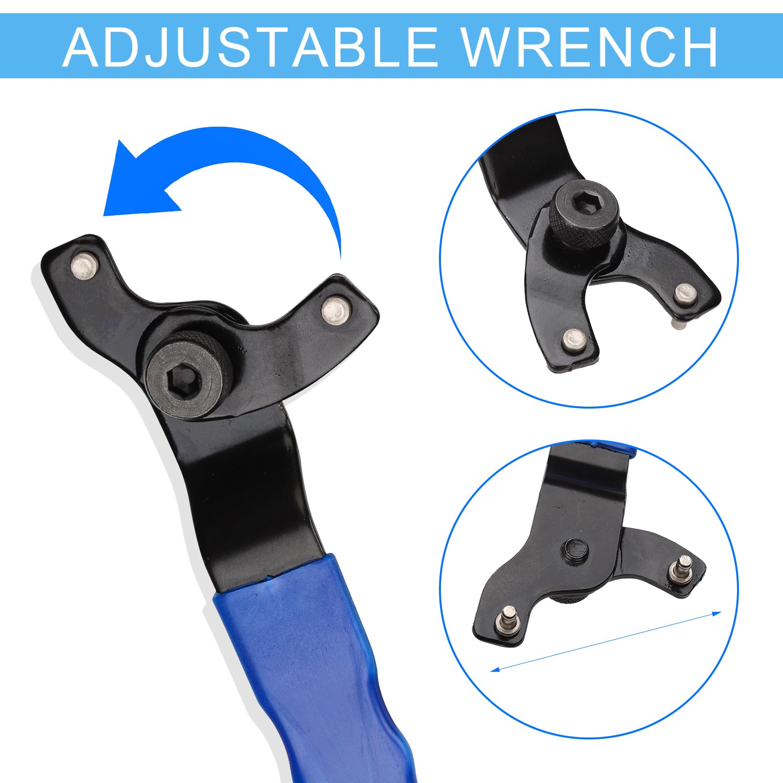 1 Pcs Clé à Broche Réglable 8-48 Mm, Clé à Meuleuse à Molette Réglable