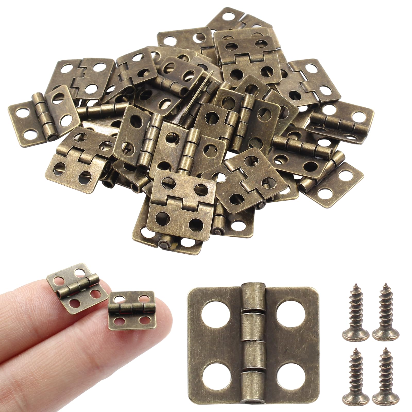 Antique Bronze Mini Hinges - 24 Pack for DIY -1