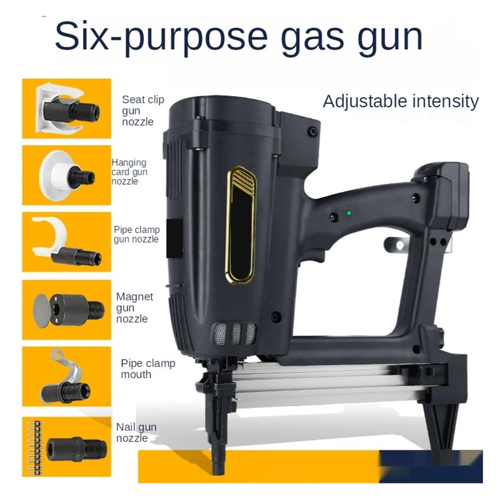 Zszywacz Wielofunkcyjny Pistolet Do Gwoździ Gazowych, Woda, Prąd, Pistolet Do Gwoździ Ze Stali Cementowej Do Obróbki Drewna Do mocowania materiałów, dekoracji, stolarki(B)