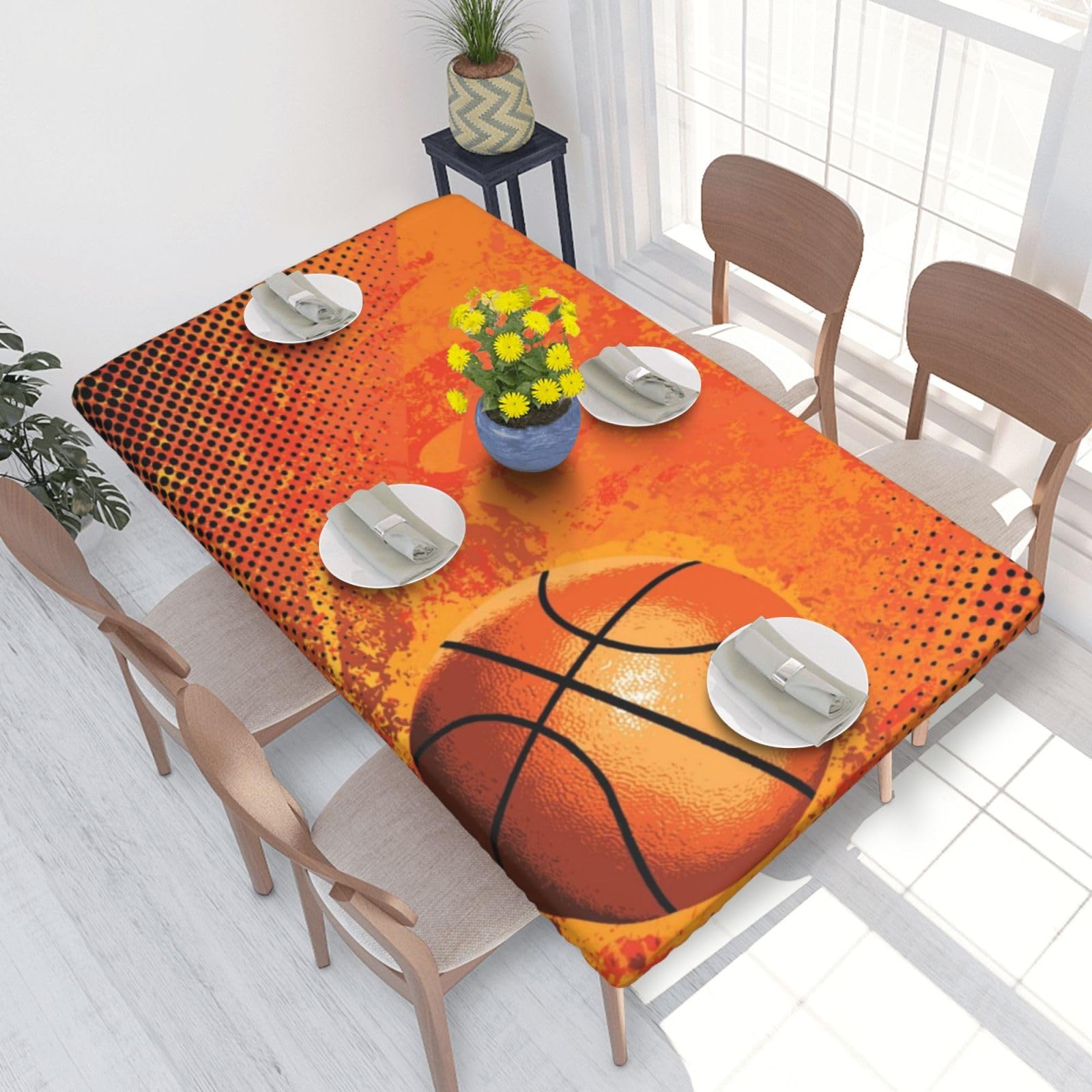 BNVSADC Basketball Printed 4FT Tablecloth 122x76 CM Polyester Kitchen Water Resistant Table Cloth Dining Table Decoration Table Covers