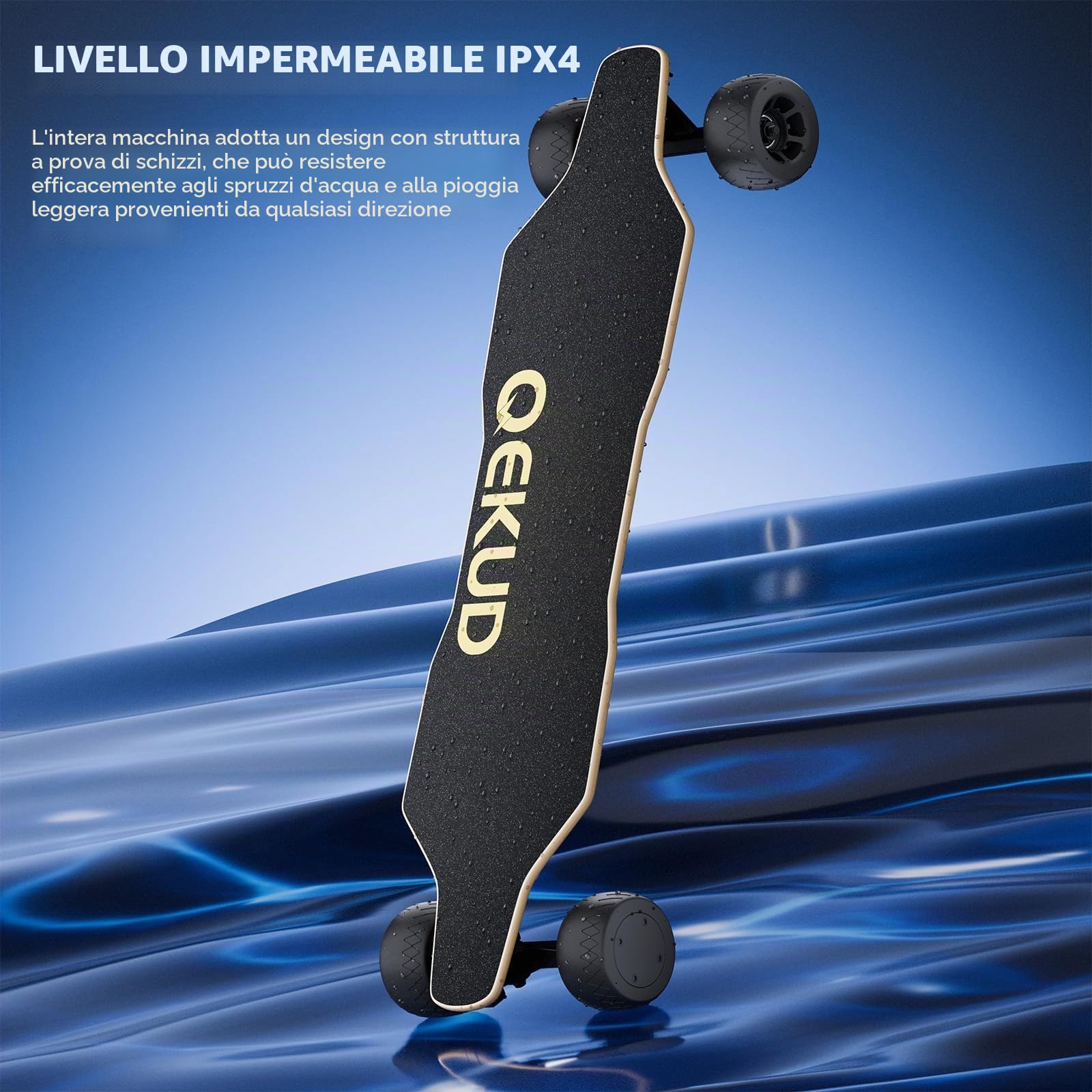 S3 Skateboard Elettrico per Adulti e Ragazzi, Motore da 1100 W, 45 km/h, Velocità Massima, Telecomando con OLED con Display