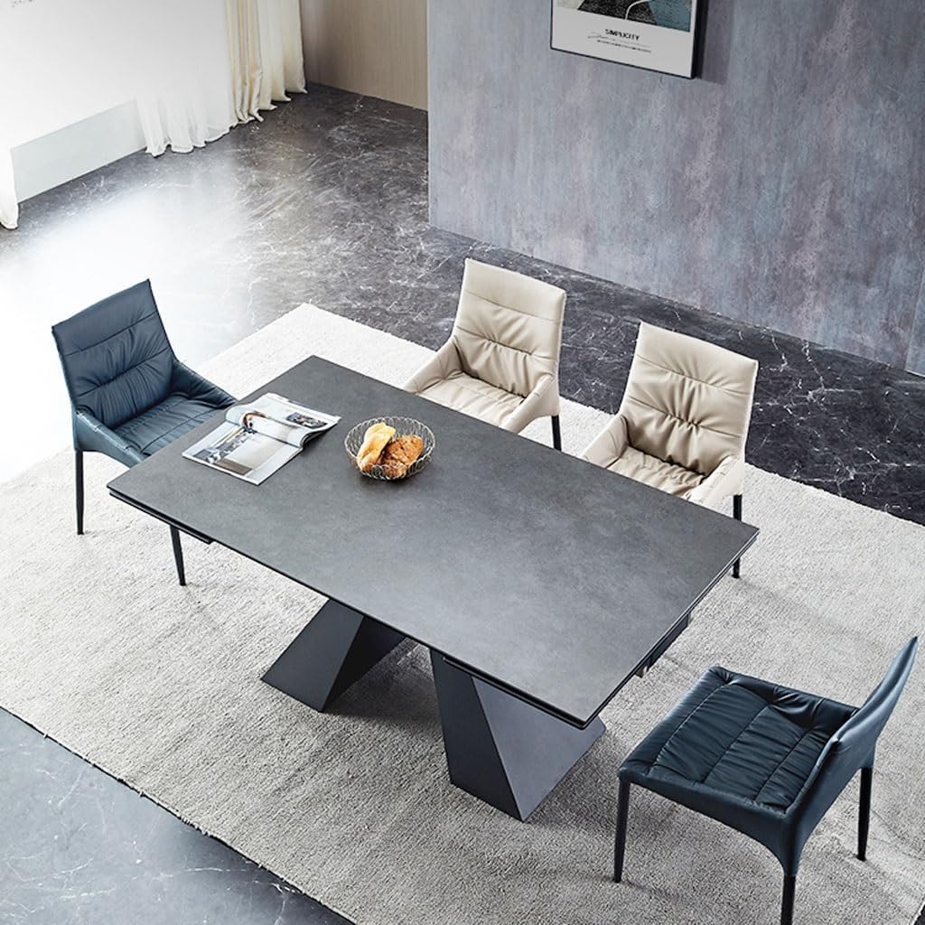 Tavolo Allungabile 160-240 cm – Piano Ceramica Gres Porcellanato Opaco Antigraffio – Struttura Metallo Verniciato – 2 Prolunghe Integrate 40 cm – 6-10 Posti (Grey, 200, Centimetri)