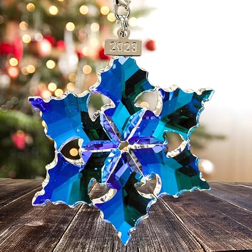 Miniatura 6 de SIYOUKI Adornos de Navidad de cristal 2023, juego de 4 piezas, colorido y transparente, copo de nieve, estrella de cristal, adorno de Navidad para