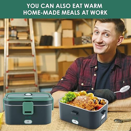 Miniatura 10 de Budth Lonchera eléctrica calentador de alimentos portátil para automóvil camión oficina sitio de construcción adaptador de 12 V 24 V 110 V 80 W a